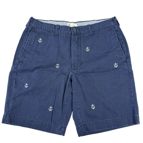 J. Crew Other - J.Crew Nautical Preppy Chino Shorts Mens 31 Embroidered Anchor Navy Blue Coastal